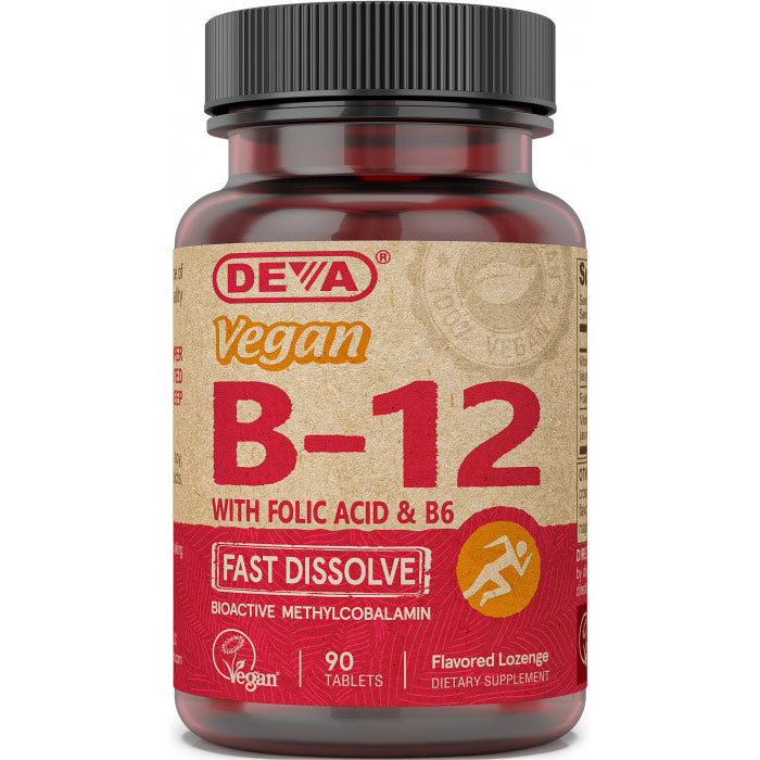 Vegan Vitamin B12 with Folic Acid & B6, Fast Dissolve Lozenges, 90 Tablets, Deva Nutrition