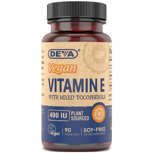 Vegan Plant Source Vitamin E with Mixed Tocopherols, 90 Vegan Caps, Deva Nutrition