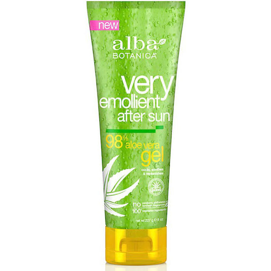 Very Emollient After Sun Gel, 98% Aloe Vera, 8 oz, Alba Botanica