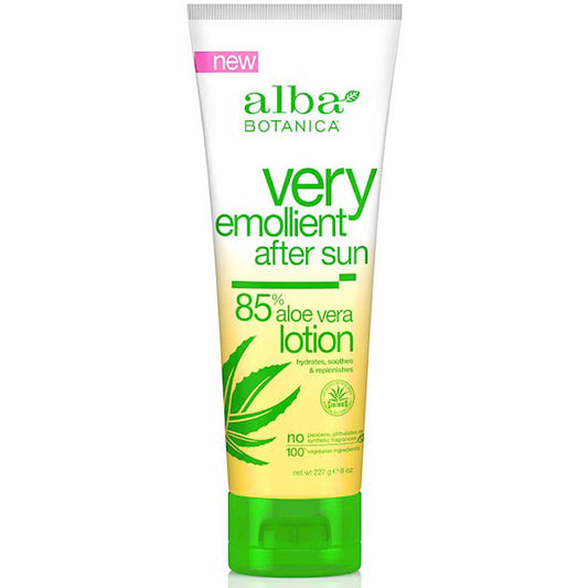 Very Emollient After Sun Lotion, 85% Aloe Vera, 8 oz, Alba Botanica