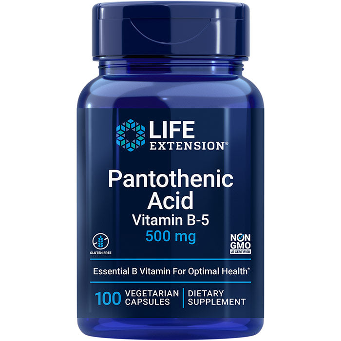 Pantothenic Acid (Vitamin B5) 500 mg, 100 Vegetarian Capsules, Life Extension