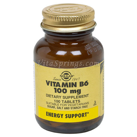 Vitamin B6 100 mg, 100 Tablets, Solgar