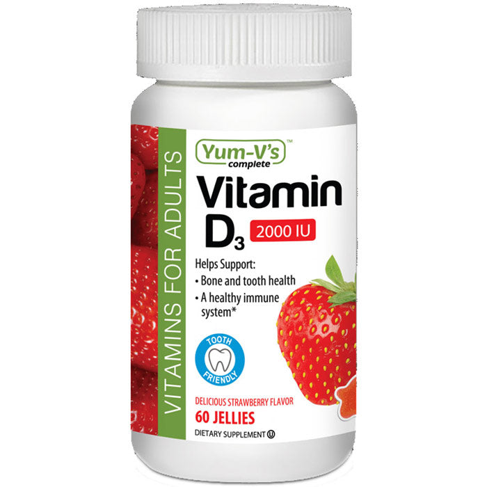 Chewable Vitamin D3 2000 IU for Adults, Strawberry Flavor, 60 Jellies, Yum-V's Complete