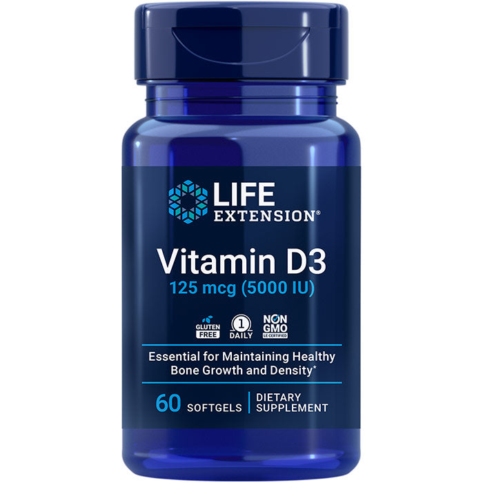 Vitamin D3 5000 IU, 60 Softgels, Life Extension