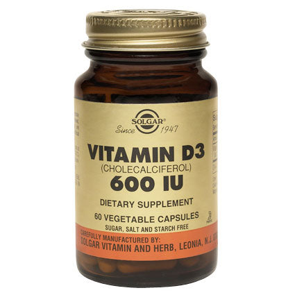 Vitamin D3 (Cholecalciferol) 15 mcg (600 IU), 120 Vegetable Capsules, Solgar