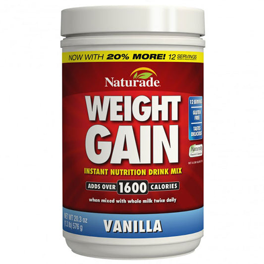 Weight Gain Sugar-Free, All-Natural Gainer, Vanilla, 20.3 oz, Naturade