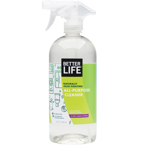 Naturally Filth-Fighting All-Purpose Cleaner, Clary Sage & Citrus, 32 oz, Better Life Green Cleaning