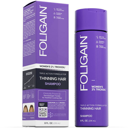 Women's Triple Action Shampoo for Thinning Hair with 2% Trioxidil, 8 oz, Foligain