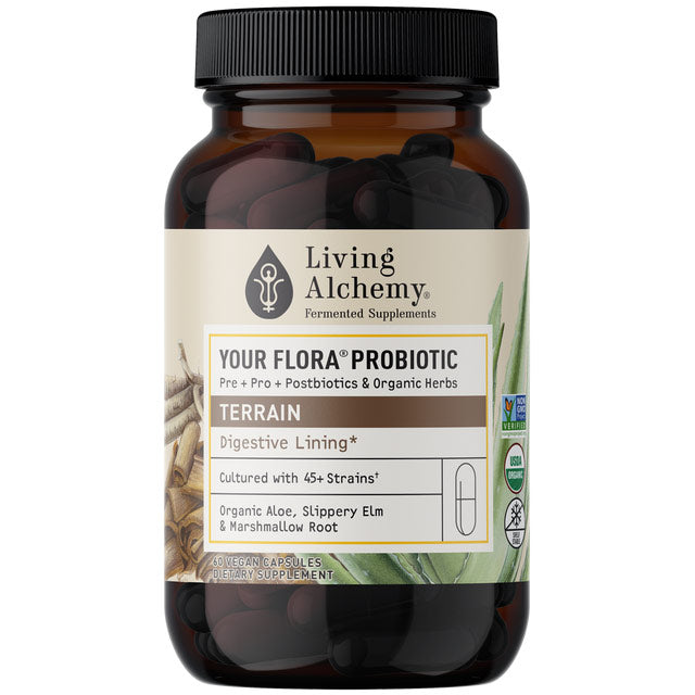 Your Flora Probiotic Terrain: Gut Lining, 60 Vegan Capsules, Living Alchemy