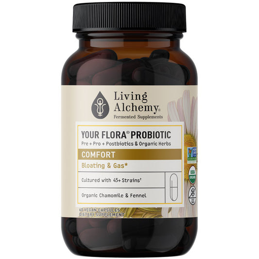 Your Flora Probiotic Comfort: Gas & Bloating, 60 Vegan Capsules, Living Alchemy