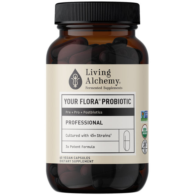 Your Flora Probiotic Professional: Complete Gut Rebalancing, 60 Vegan Capsules, Living Alchemy