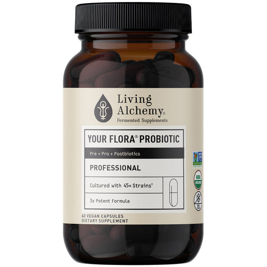 Your Flora Probiotic Professional: Complete Gut Rebalancing, 60 Vegan Capsules, Living Alchemy