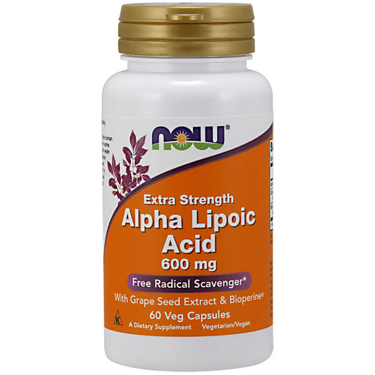 Alpha Lipoic Acid 600mg, ALA 60 Vcaps, NOW Foods