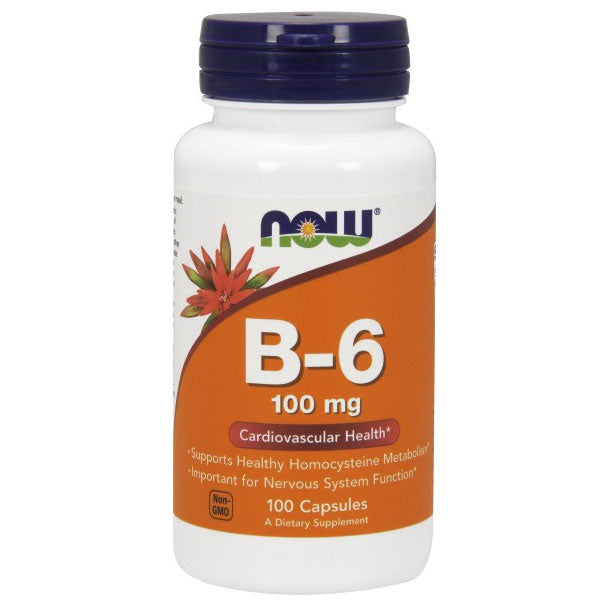 Vitamin B-6 100 mg, 100 Capsules, NOW Foods