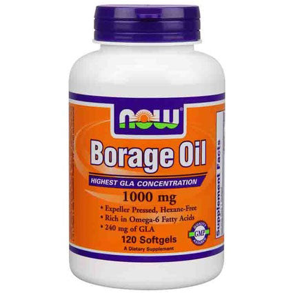 Borage Oil 1050mg, 240mg GLA, 120 Softgels, NOW Foods