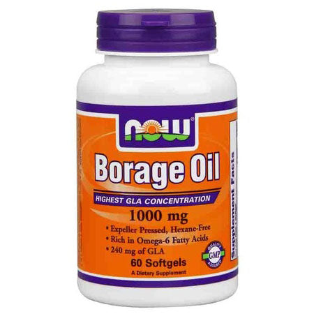 Borage Oil 1050mg, 240mg GLA, 60 Softgels, NOW Foods