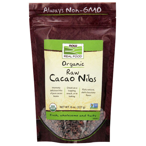 Cacao Nibs Raw Organic, 8 oz, NOW Foods