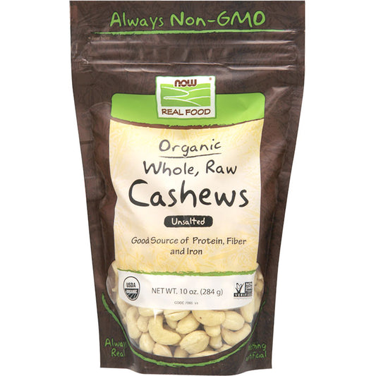 Organic Cashews, Whole, Raw & Unsalted, 10 oz, NOW Foods
