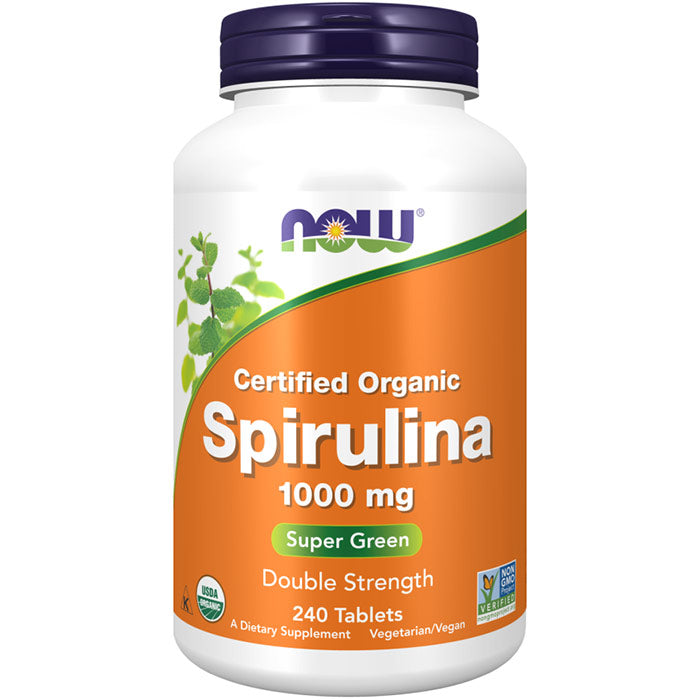 Certified Organic Spirulina 1000 mg, 240 Tablets, NOW Foods