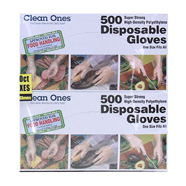 Clean Ones Super Strong High-Density Polyethylene Disposable Gloves, 500 ct x 4 Boxes (2,000 Total)