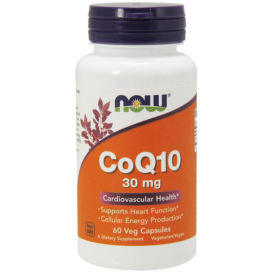 CoQ10 30 mg Veg Cap, Coenzyme Q10, 60 Vegetarian Capsules, NOW Foods