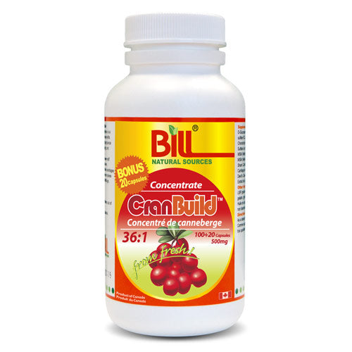 CranBuild 36:1 Cranberry Concentrate Extract 500 mg, 120 Capsules, Bill Natural Sources