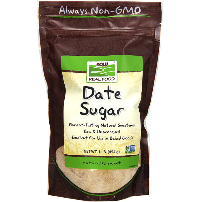 Date Sugar, Raw & Unprocessed, Natural Sweetener, 1 lb, NOW Foods