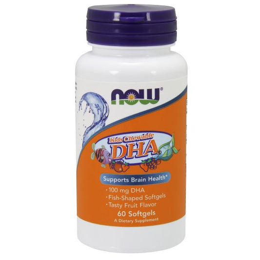 DHA 100 mg Kid's Chewable, 60 Softgels, NOW Foods