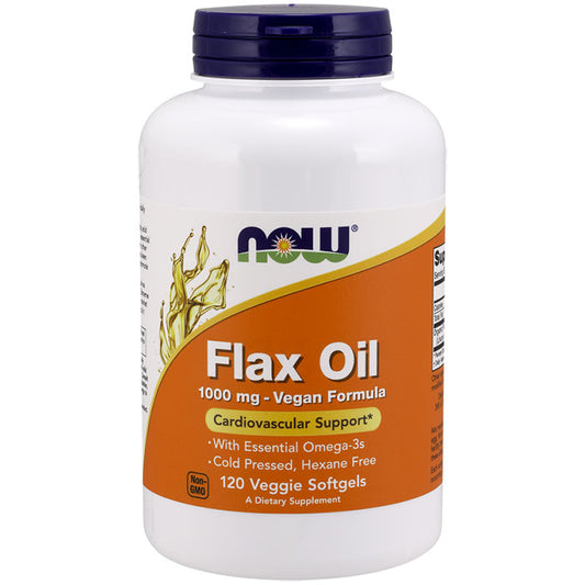 Flax Oil 1000 mg Vegan Formula, 120 Veggie Softgels, NOW Foods