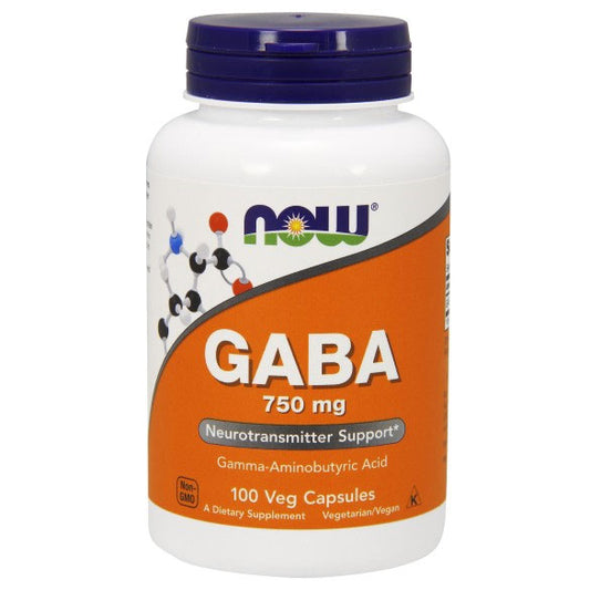 GABA 750 mg, 100 Vcaps, NOW Foods