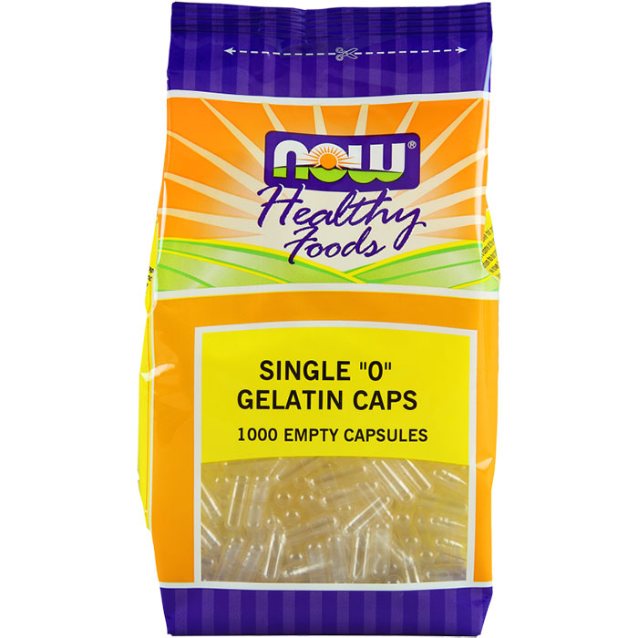 Empty Capsules Gelatin - Single 0, Value Size, 1000 Capsules, NOW Foods