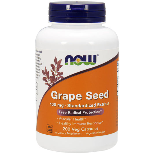 Grape Seed Standardized Extract 100 mg, 200 Capsules, NOW Foods