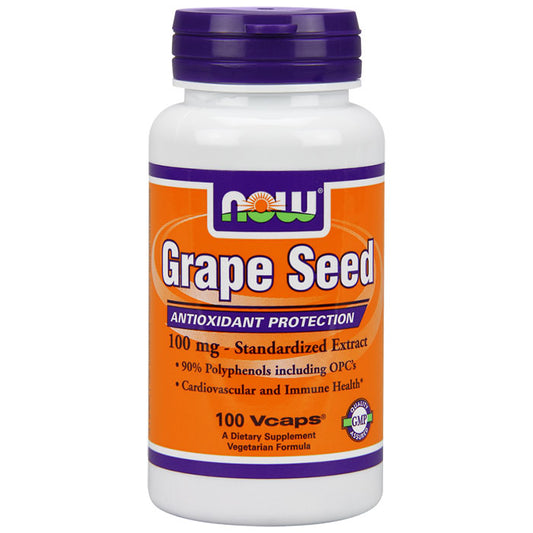 Grape Seed Extract Standardized 100 mg, 100 Vegetarian Capsules, NOW Foods