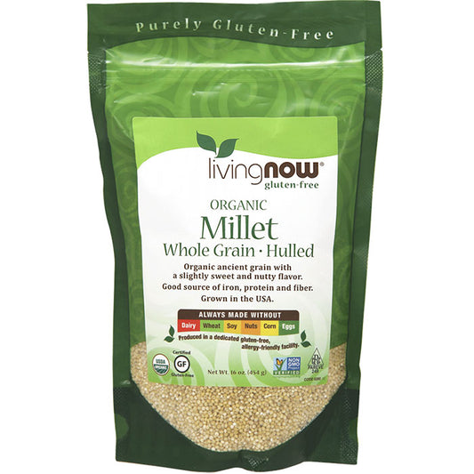 Organic Millet, Hulled, 16 oz, NOW Foods