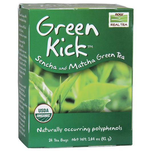 Green Kick Tea, Sencha and Matcha Green Tea, 24 Tea Bags, NOW Foods