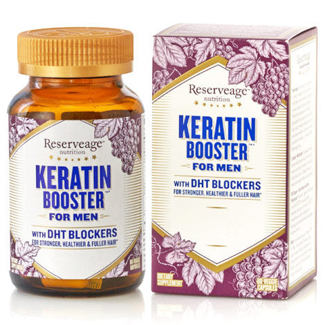 Keratin Booster for Men, Hair Booster with DHT Blockers, 60 Veggie Capsules, ReserveAge Organics
