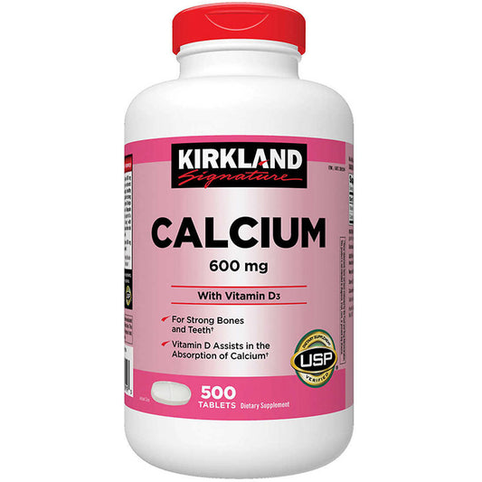 Kirkland Signature Calcium 600 mg + D3, Calcium Plus Vitamin D, 500 Tablets