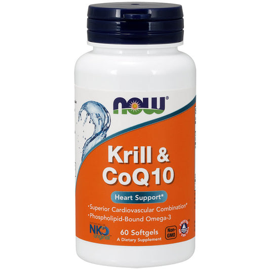 Krill & CoQ10, Phospholipid-Bound Omega-3, 60 Softgels, NOW Foods