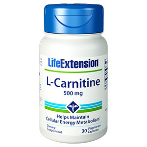 L-Carnitine 500 mg, 30 Vegetarian Capsules, Life Extension