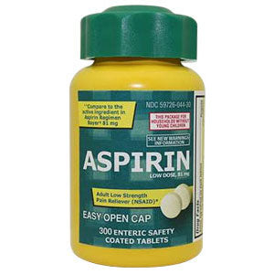 Low Dose Aspirin Enteric Coated 81 mg, 300 Tablets, Life Extension