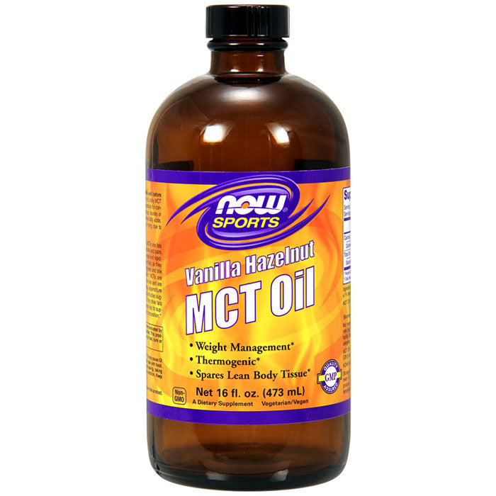 MCT Oil Liquid - Vanilla Hazelnut, 16 oz, NOW Foods