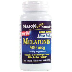 Melatonin 500 mcg Fast Meltz Fruit Flavored Tablets, 60 Tablets, Mason Natural