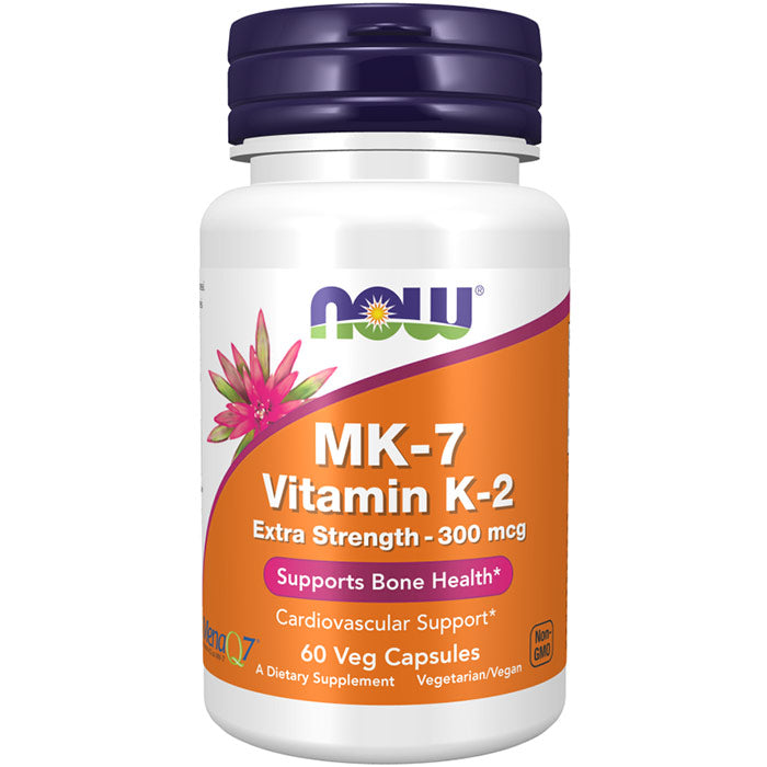 MK-7 Vitamin K-2, Extra Strength 300 mcg, 60 Veg Capsules, NOW Foods