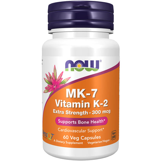 MK-7 Vitamin K-2, Extra Strength 300 mcg, 60 Veg Capsules, NOW Foods