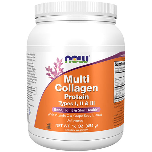 Multi Collagen Protein Types I, II & III Powder, 16 oz, NOW Foods