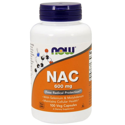 NAC 600mg N-Acetyl Cysteine, Selenium, Molybdenum 100 Caps, NOW Foods