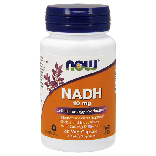 NADH 10 mg Plus Ribose 200 mg, 60 Vcaps, NOW Foods