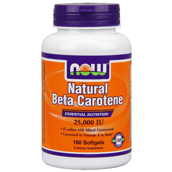 Natural Beta Carotene 25,000 IU 180 Softgels, NOW Foods