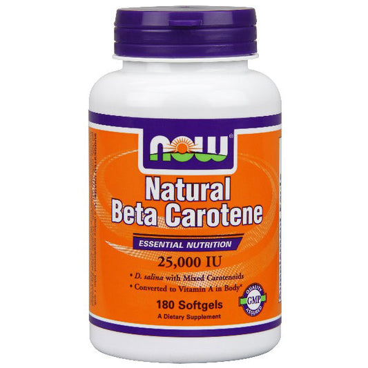 Natural Beta Carotene 25,000 IU 180 Softgels, NOW Foods