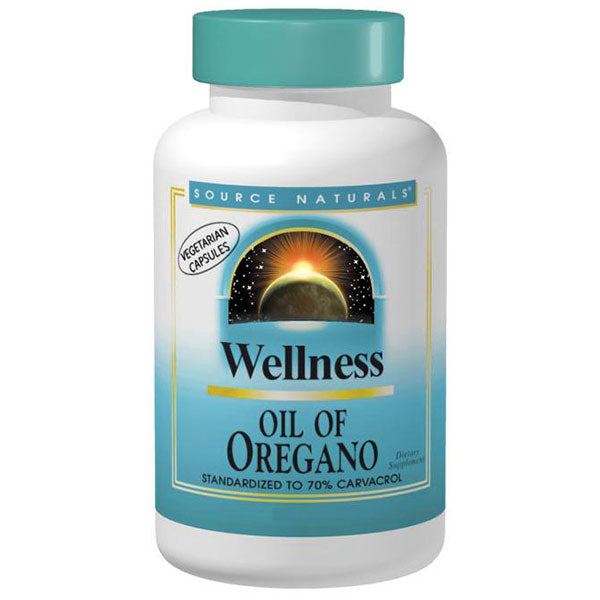 Wellness Oil of Oregano Caps, Oregano Oil 45mg 70% Carvacrol, 60 Capsules, Source Naturals